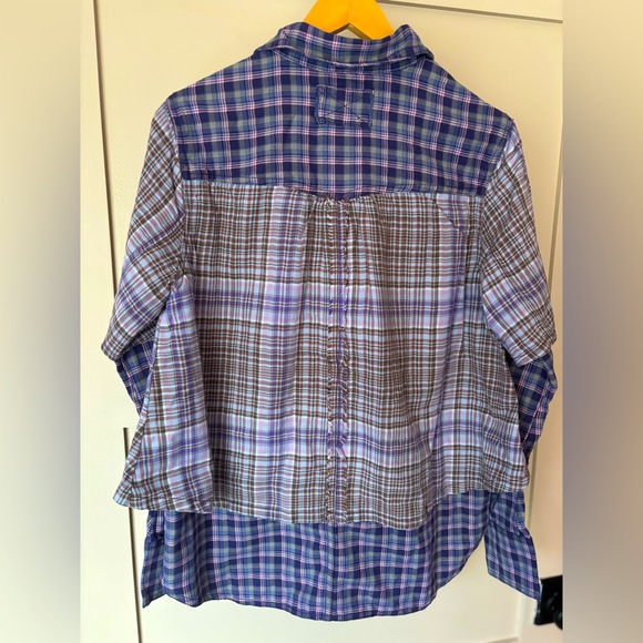 We The Free Layer It Up Plaid Top NWOT Size XS Blue Combo - Picture 5 of 7